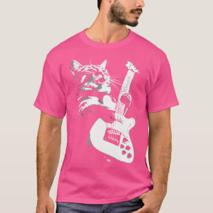 Camiseta Cat Tocando Violão Rock Star Rock E Roll