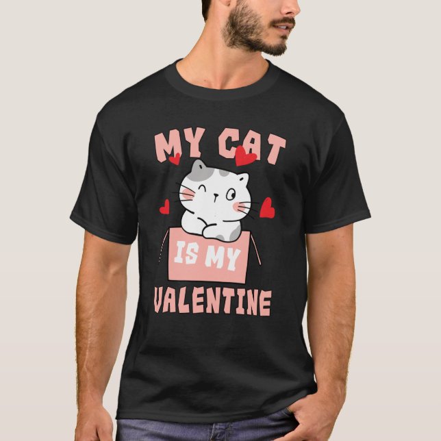 Camiseta Cat Toy Valentine's Day Heart Balloon Box Her For  (Frente)