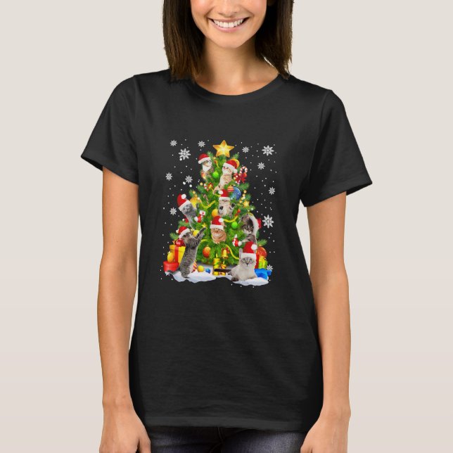 Camiseta Cat Tree Christmas Santa Hat Xmas (Frente)