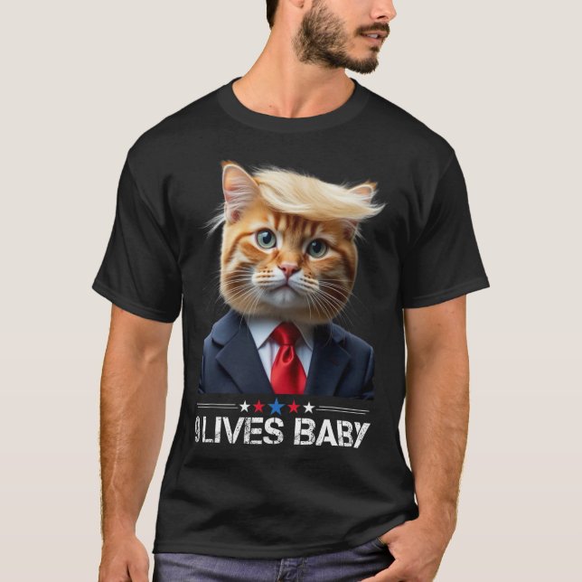 Camiseta Cat Trump 9 Vive Bebê Engraçado Votar Para Trump C (Frente)