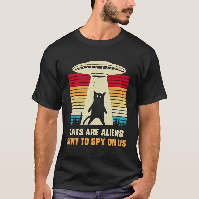 Camiseta Cat UFO Alien Abduction  Cats are Aliens UAP (Frente)