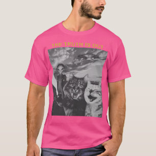 Camiseta Cat Ufo Engraçado Absurdo Selfie Sureal Retro Vint