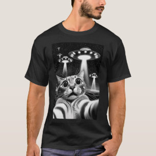 Camiseta Cat Ufo Engraçado Memória Invasão Retroativa Cat U