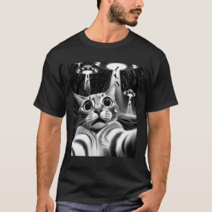 Camiseta Cat Ufo Invasão _ Gato de Memória Gato Engraçado G