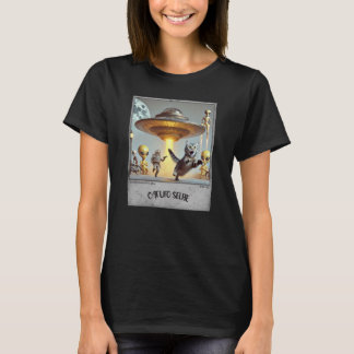 Camiseta Cat UFO Selfie: Gatinho assustado (t-shirt feminin