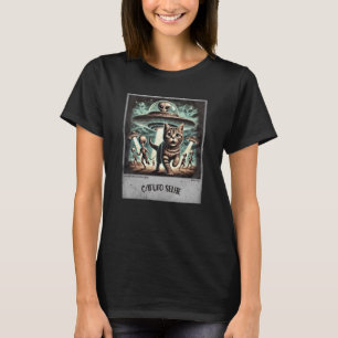 Camiseta Cat UFO Selfie: Gatinho assustado (t-shirt feminin