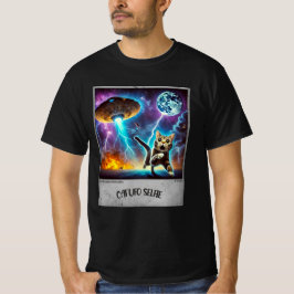 Camiseta Cat UFO Selfie: Gatinho Assustado (t-shirt masculi