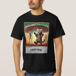 Camiseta Cat UFO Selfie: Gatinho assustado (t-shirt masculi