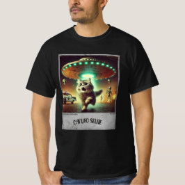 Camiseta Cat UFO Selfie: Gatinho Assustado (t-shirt masculi