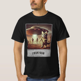 Camiseta Cat UFO Selfie: Gatinho assustado (t-shirt masculi