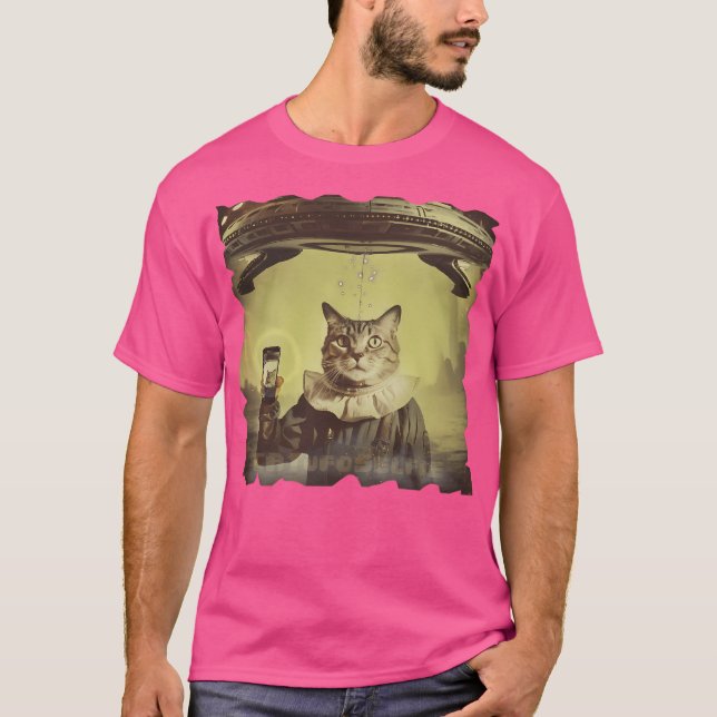 Camiseta Cat Ufo Selfie Invasão (Frente)