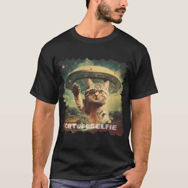 Camiseta Cat UFO Selfie: Invasion / Herren Tshirt #5 (Frente)