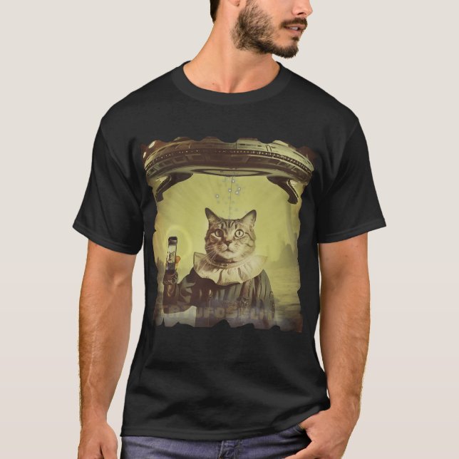 Camiseta Cat UFO Selfie: Invasion / Herren Tshirt #6 (Frente)