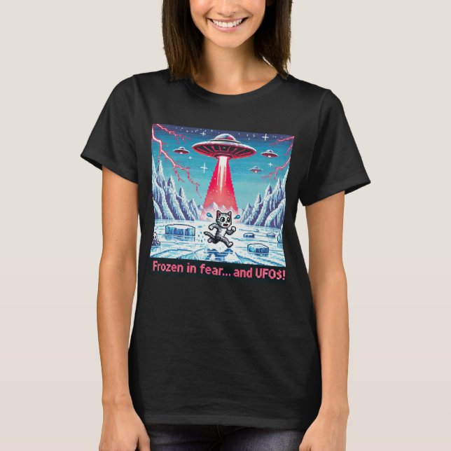 Camiseta Cat UFO Selfie: Planeta Vermelho (alienígena conge (Frente)