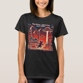 Camiseta Cat UFO Selfie: Planeta Vermelho (pixel para mulhe