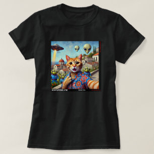 Camiseta Cat UFO Selfie: Presente Do Kitten #03