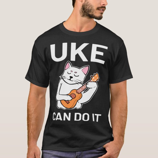 Camiseta Cat Ukulele Uke Pode Fazer Isso (Frente)