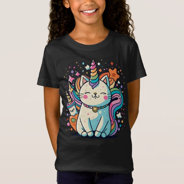 Camiseta Cat Unicorn Cute Kawaii TSirt (Frente)