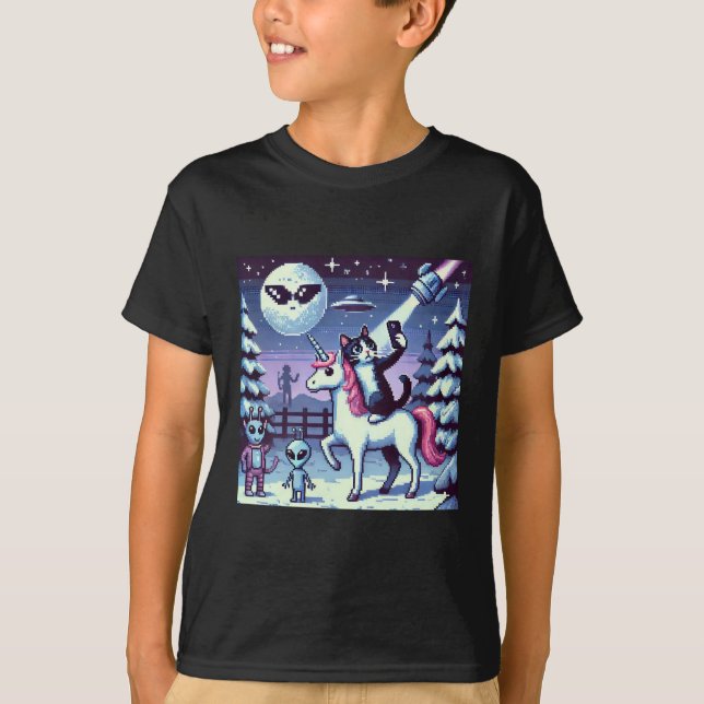 Camiseta Cat & Unicorn UFO Selfie: Big Meeting #04 (Frente)