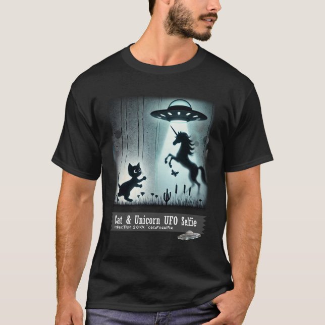 Camiseta Cat & Unicorn UFO Selfie: Nave de Alienígena (home (Frente)