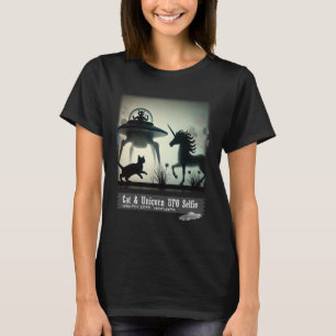 Camiseta Cat & Unicorn UFO Selfie: Nave de Alienígena (mulh