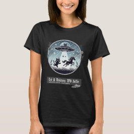 Camiseta Cat & Unicorn UFO Selfie: Nave de Alienígena (mulh