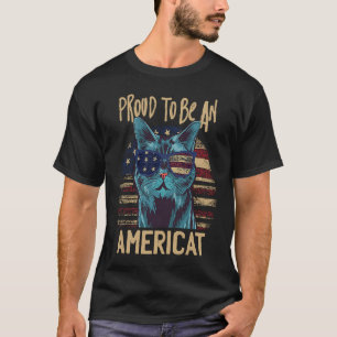 Camiseta Cat US Flag Sunglass Orgulha Ser Um Americat Vin