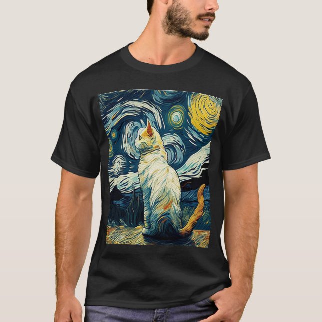Camiseta  Cat Van Gogh - Cat Art Lover  (Frente)