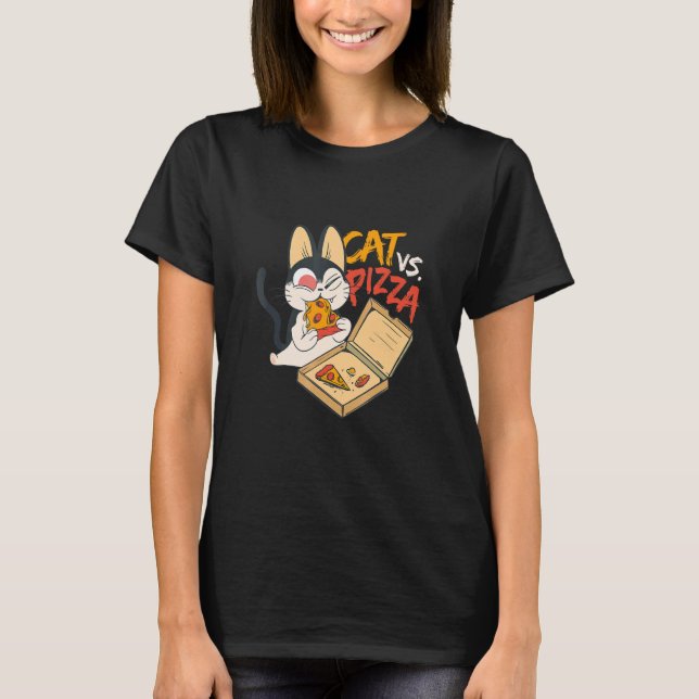Camiseta Cat Versus Deliciosa Pizza italiana Pizza (Frente)