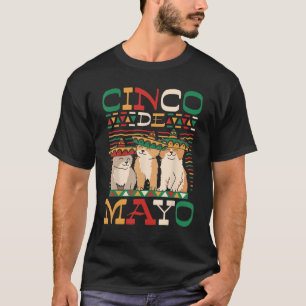 Camiseta Cat Vestindo Cinco De Mayo Hats 5 De Mayo Mexicano