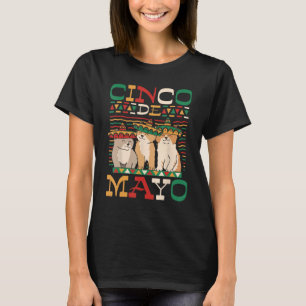 Camiseta Cat Vestindo Cinco De Mayo Hats 5 De Mayo Mexicano