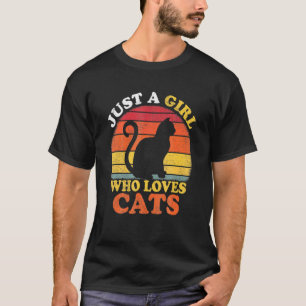 Camiseta Cat Vintage Apenas Uma Menina Que Ama Gatos