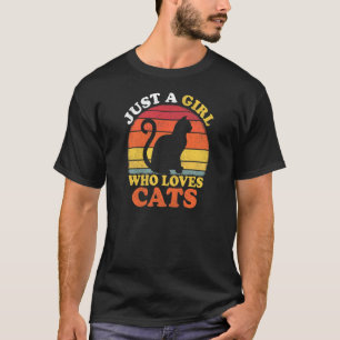Camiseta Cat Vintage Apenas Uma Menina Que Ama Gatos