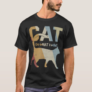 Camiseta Cat Vintage eu faço o que eu quero que Cat Meow Ga