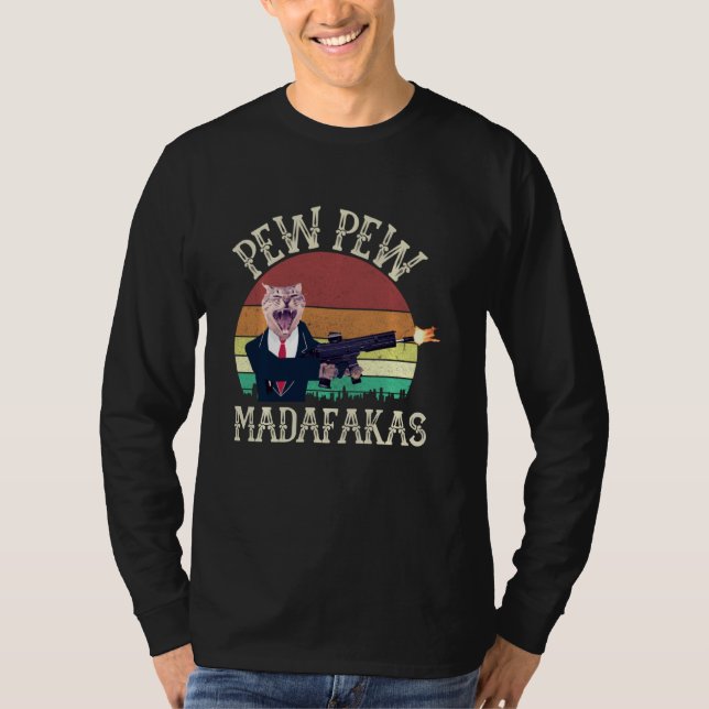 Camiseta Cat Vintage Pew Madafakas (Frente)