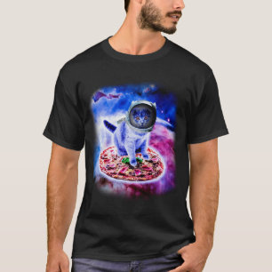 Camiseta Cat Voando Um Astronauta De Pizza Engraçado Espaço
