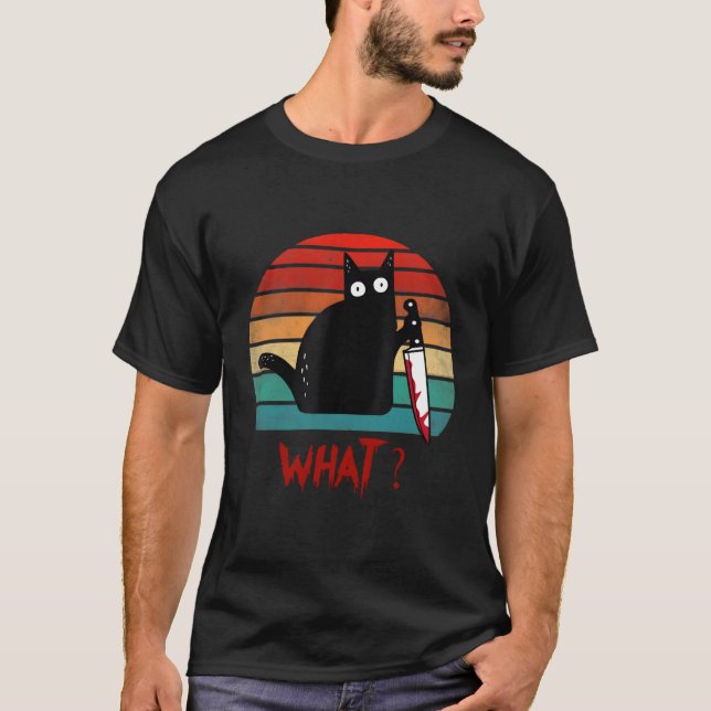 Camiseta Cat W Black Cat Ous Cat com faca (Frente)