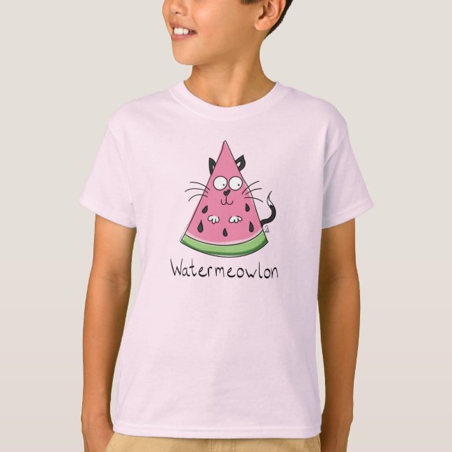 Camiseta Cat Watermelon Cute Kid (Frente)