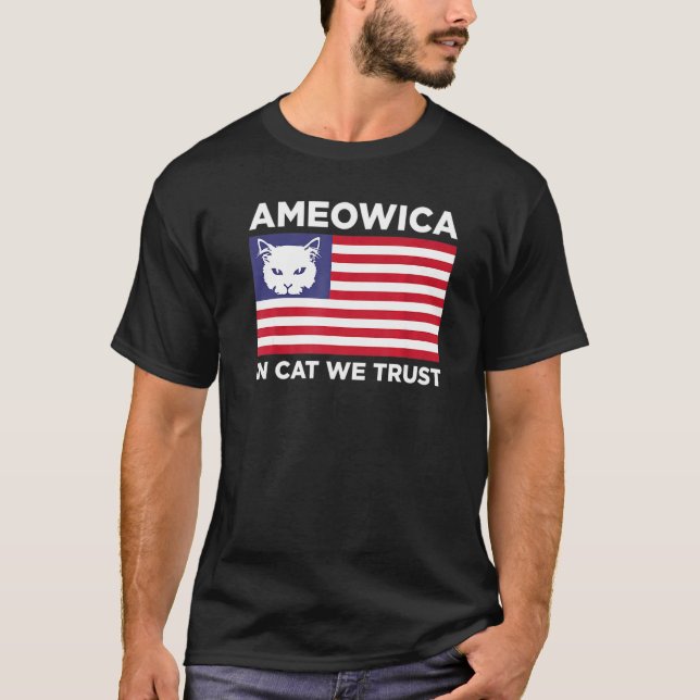 Camiseta Cat We Trust - Patriotic 'merica Kitten Pun (Frente)