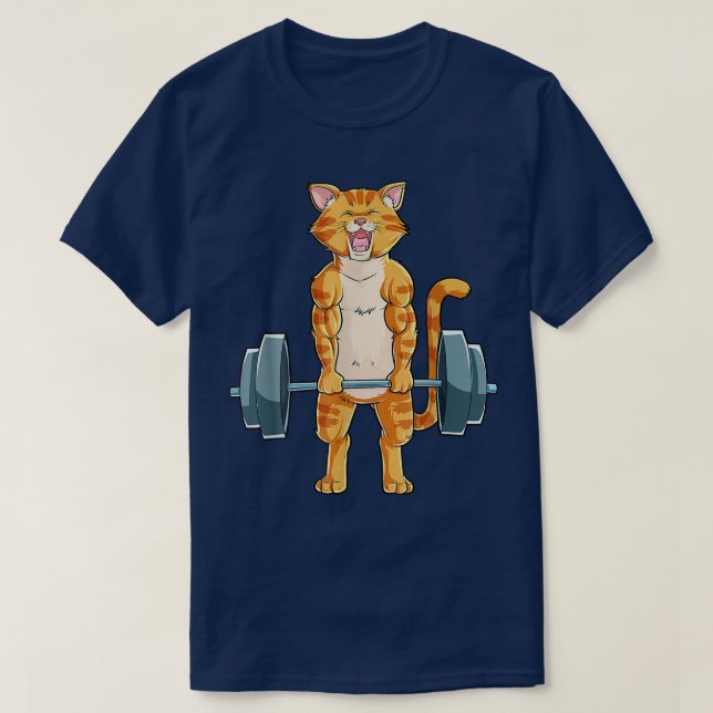 Camiseta Cat Weightlifting Powerlifting Deadlift Fitness Gy (Frente do Design)