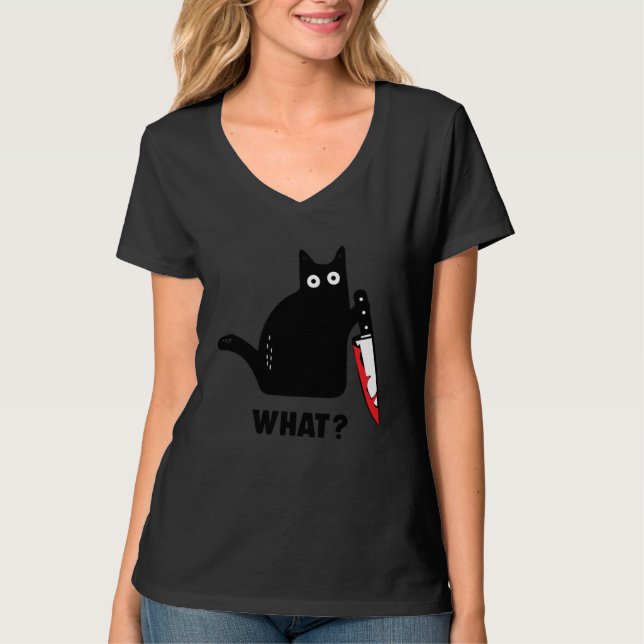 Camiseta cat what Bloody knife witch blood splatter crazy c (Frente)