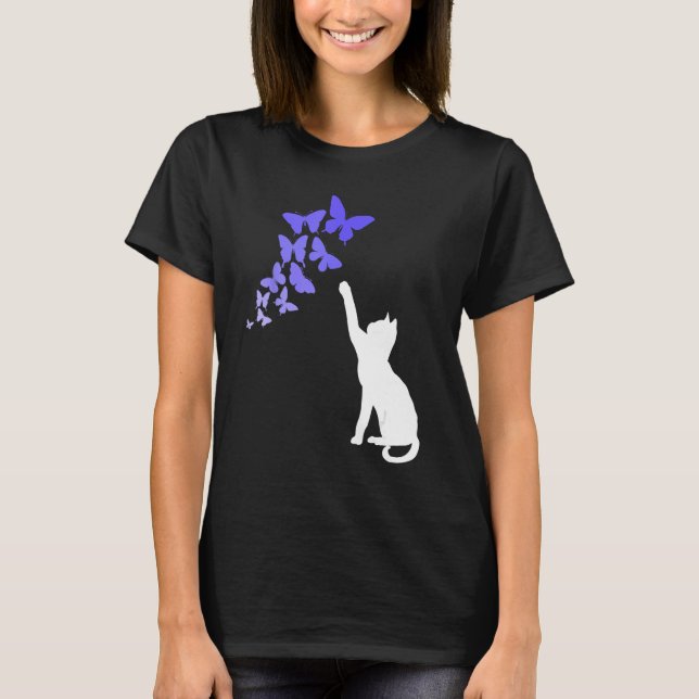 Camiseta Cat with Butterflies Beautiful Butterfly (Frente)