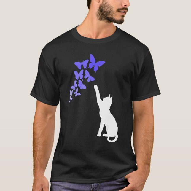 Camiseta Cat with Butterflies Beautiful Butterfly (Frente)