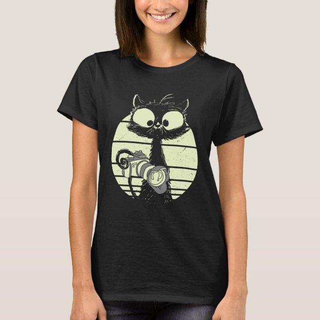 Camiseta Cat With Camera Photographer Cat Cute Photographer (Frente)
