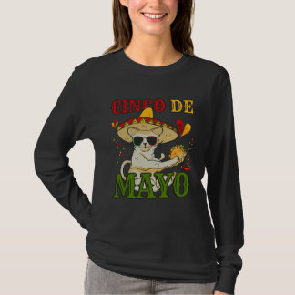 Camiseta Cat With Mexican Hat And Taco 5 Cinco De Mayo