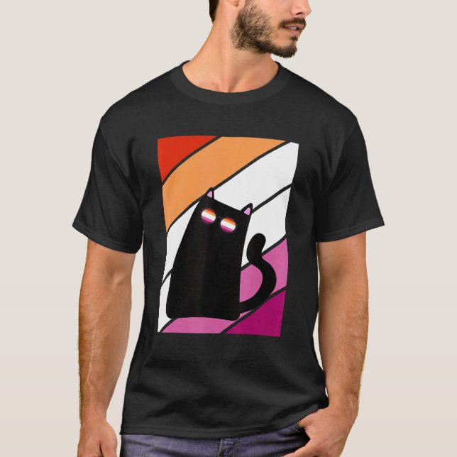 Camiseta Cat With Pride Lesbian Flag LGBTQ Proud Ally Pride (Frente)