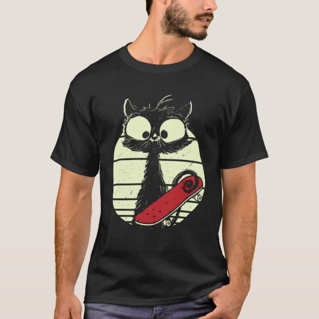 Camiseta Cat With Skateboard  Skateboarder Cat Cute Skater (Frente)
