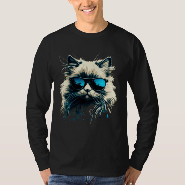 Camiseta Cat with Sunglasses for Ragdoll Cat (Frente)