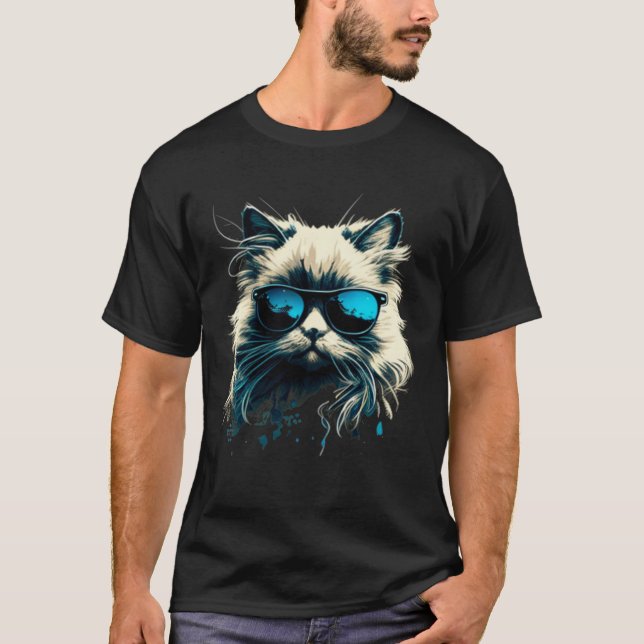 Camiseta Cat with Sunglasses for Ragdoll Cat (Frente)