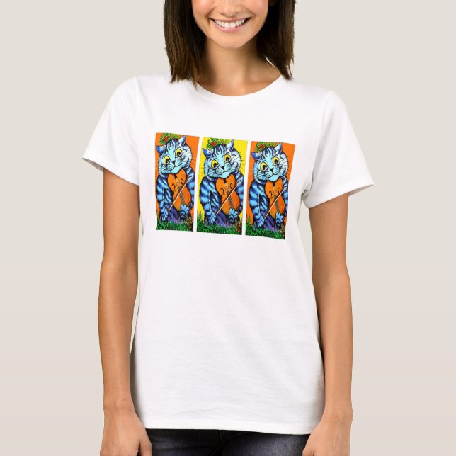 Camiseta Cat with Violin por Louis Wain (Frente)
